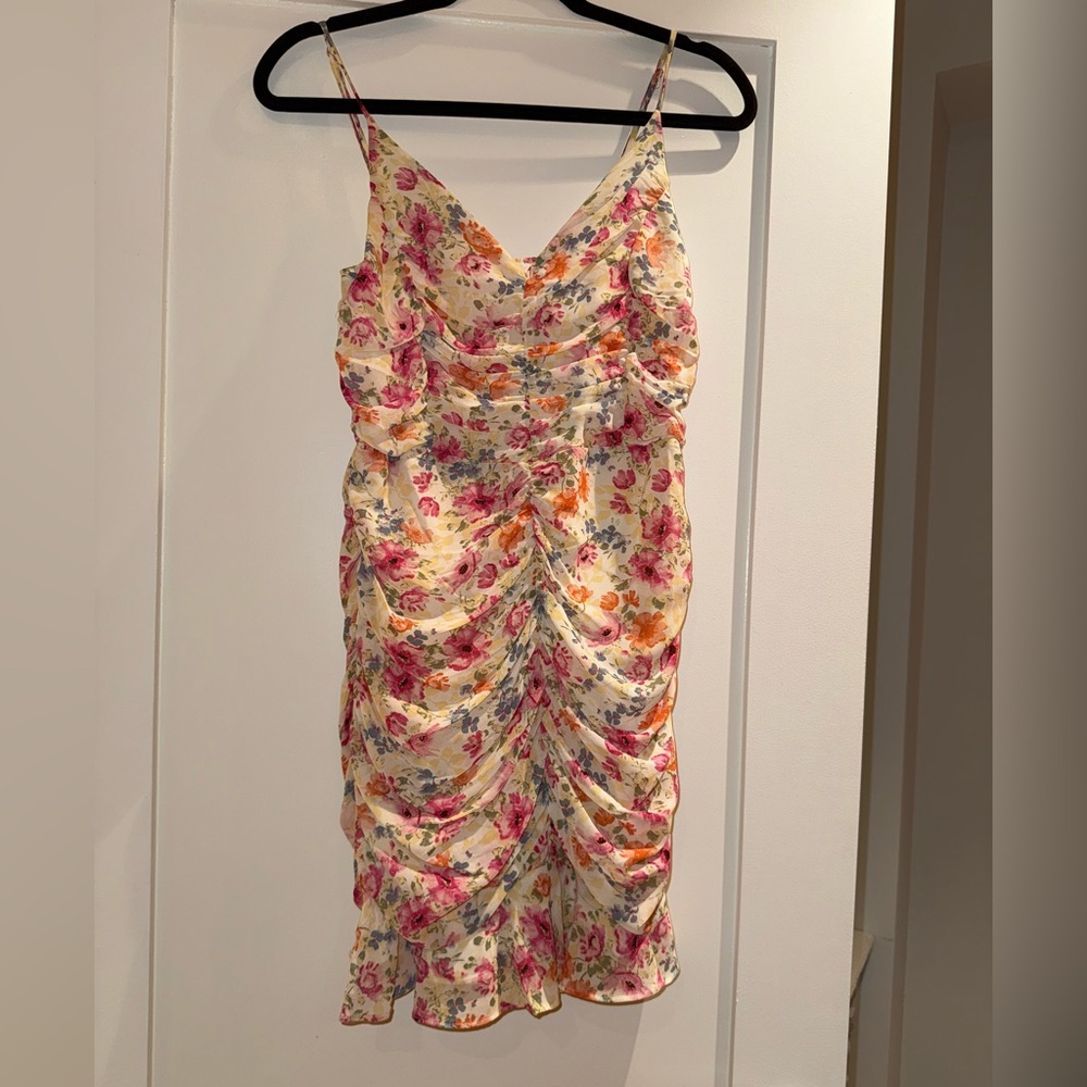 ASTR the Label - Yellow Floral Spaghetti Strap Mini Dress